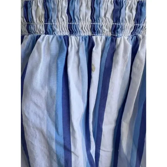 GANNI Blue Striped Cotton Smock Midi Dress Size 36 with Stains - Picture 6 of 12